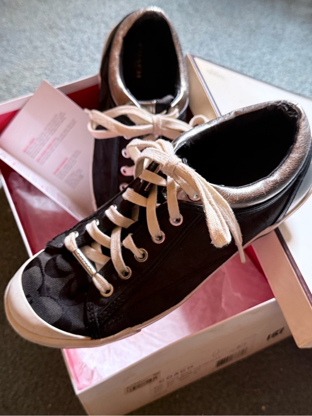 Coach Black Signature Low-Top Sneakers with White Laces